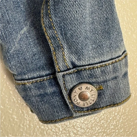 Girls My Little Pony Denim Jean Jacket Unicorn Pegasus Graphic Kids Blue Coat - Picture 6 of 11